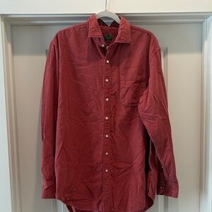 Sid Mashburn Red Corduroy Button Up Shirt. Size XL.